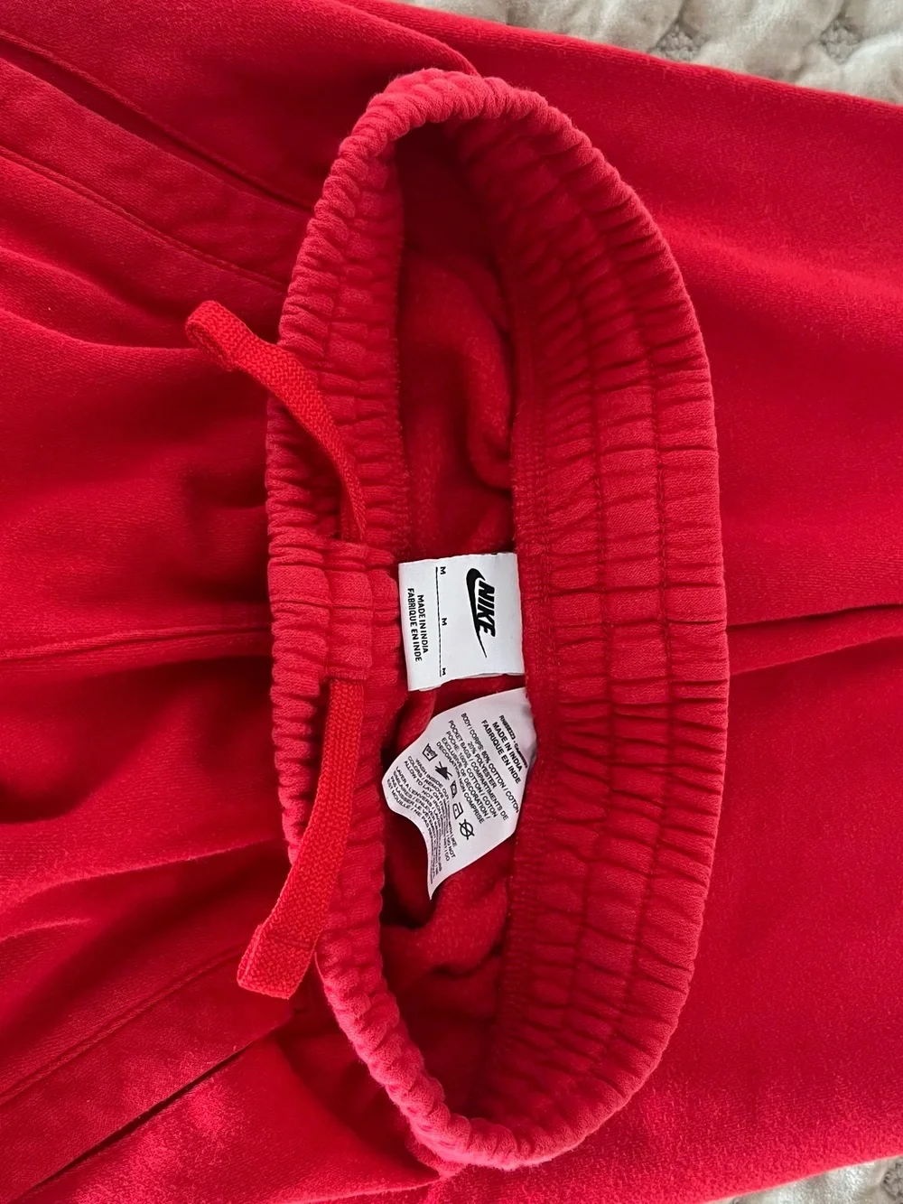 Nike Red Fleece Shorts with White Swoosh